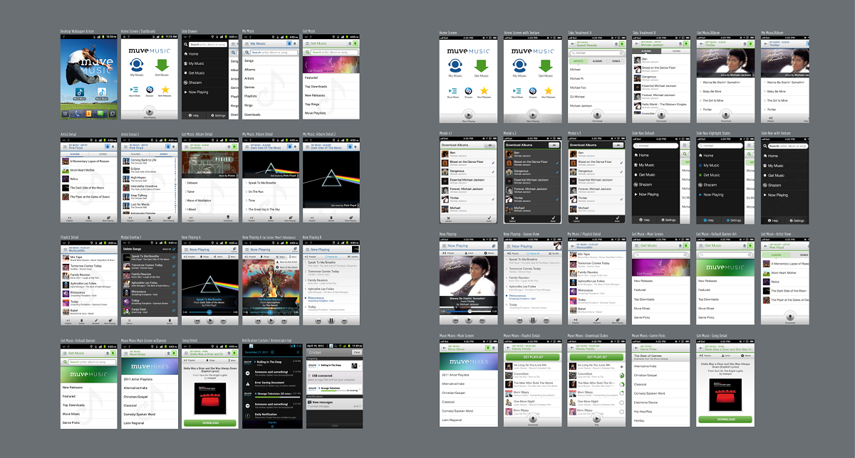 Muve Music 4.0: Android & iOS beta screens.