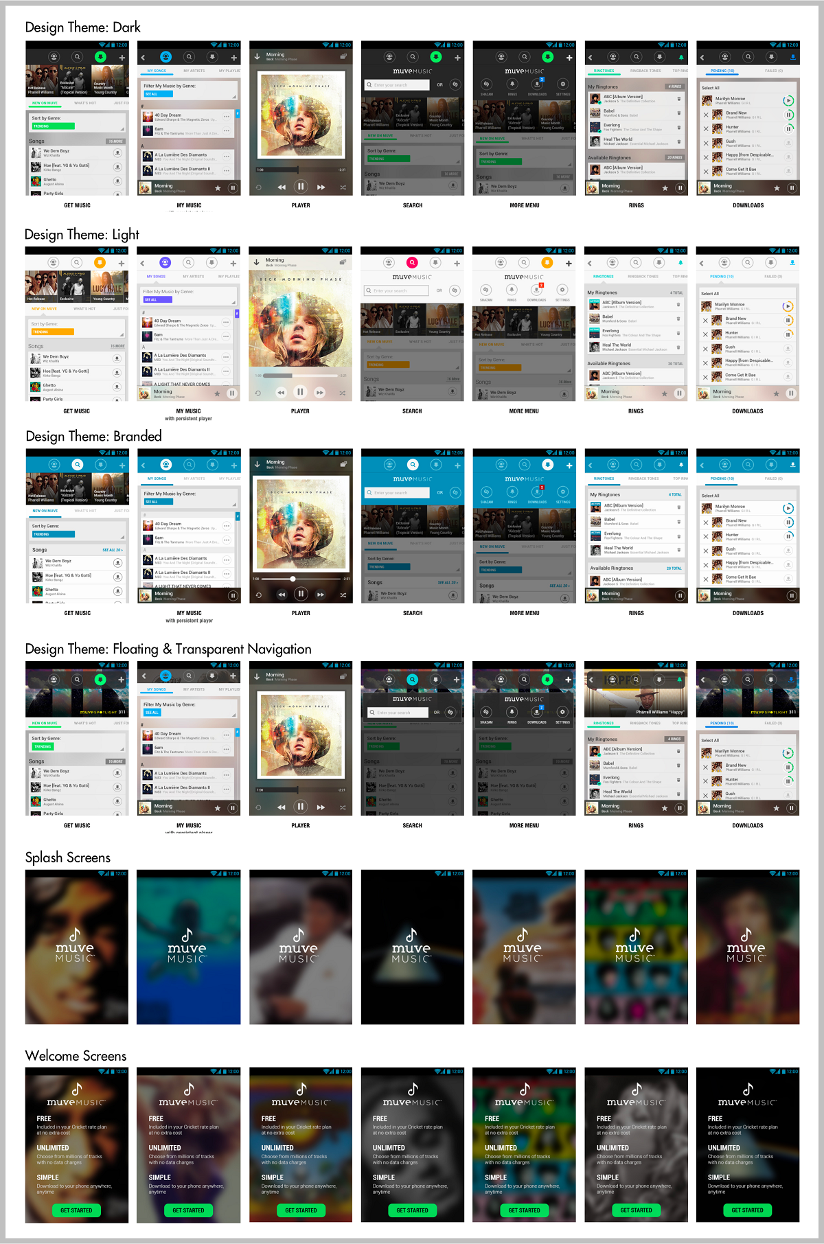 Muve Music 4.0: Android 5.0 themed highlights.