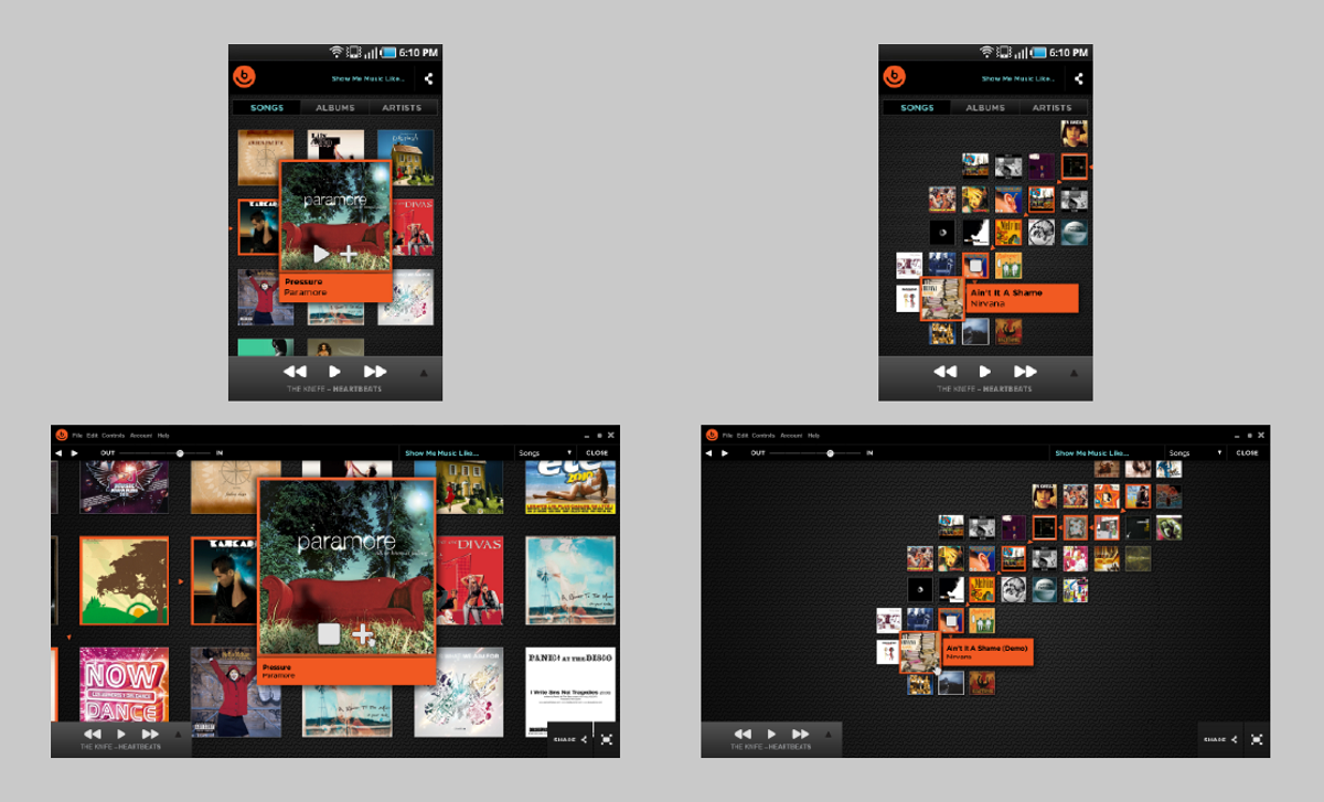 Discover interface for mobile and desktop.