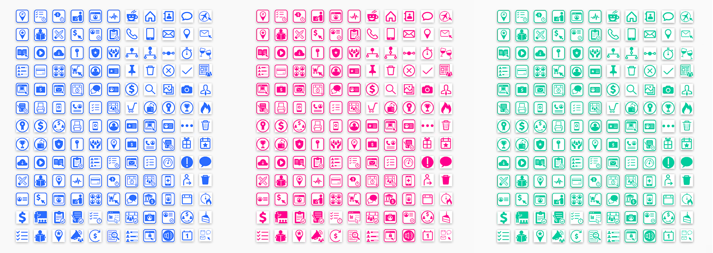 The full icon SVG set for the Espressive app, dynamically skinned in corporate brand colors.
