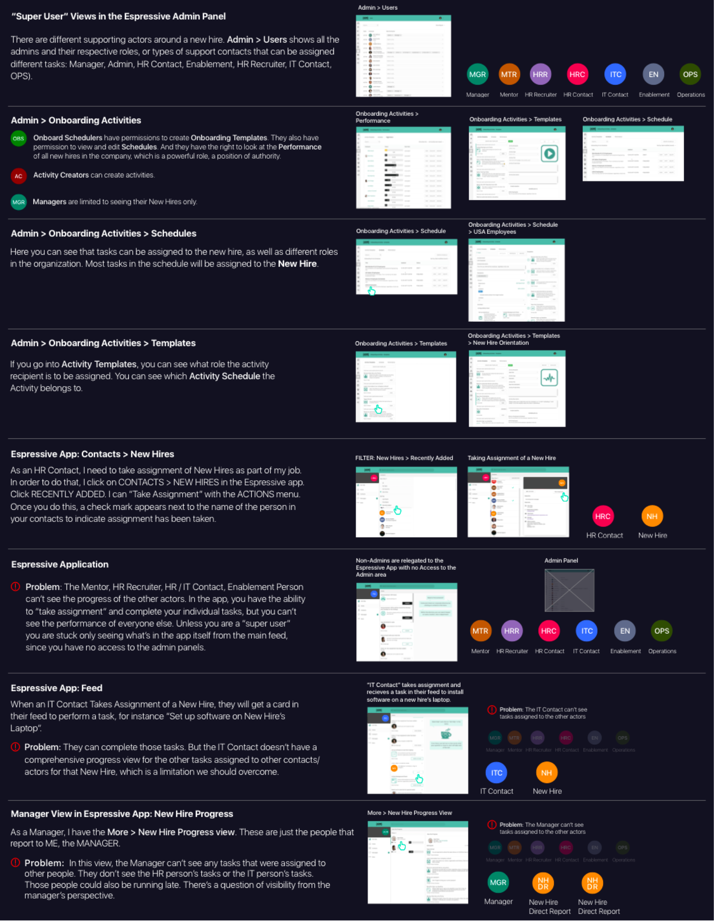 Espressive manager / admin view UX.