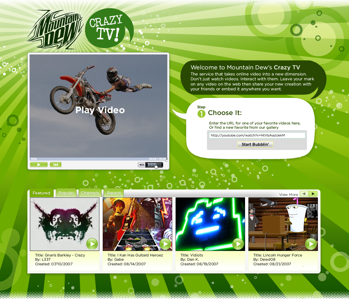 Mountain Dew “Crazy TV.”