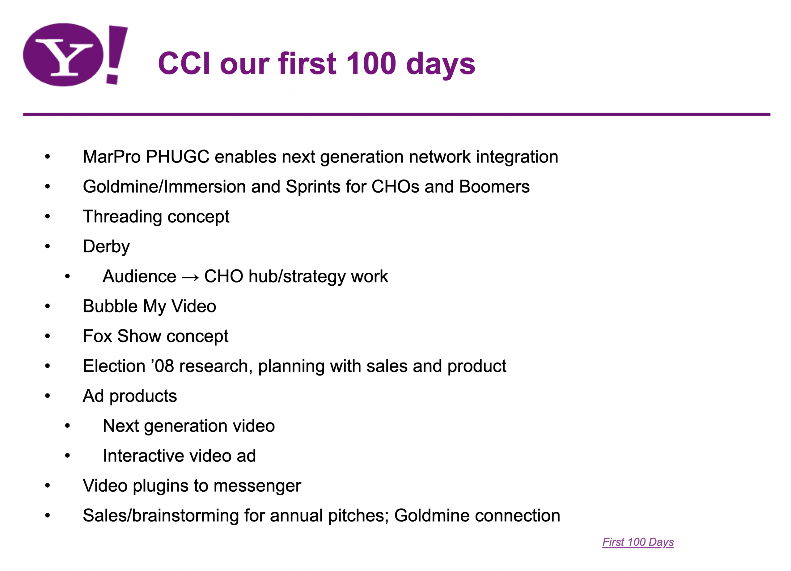 CCI first 100 days.