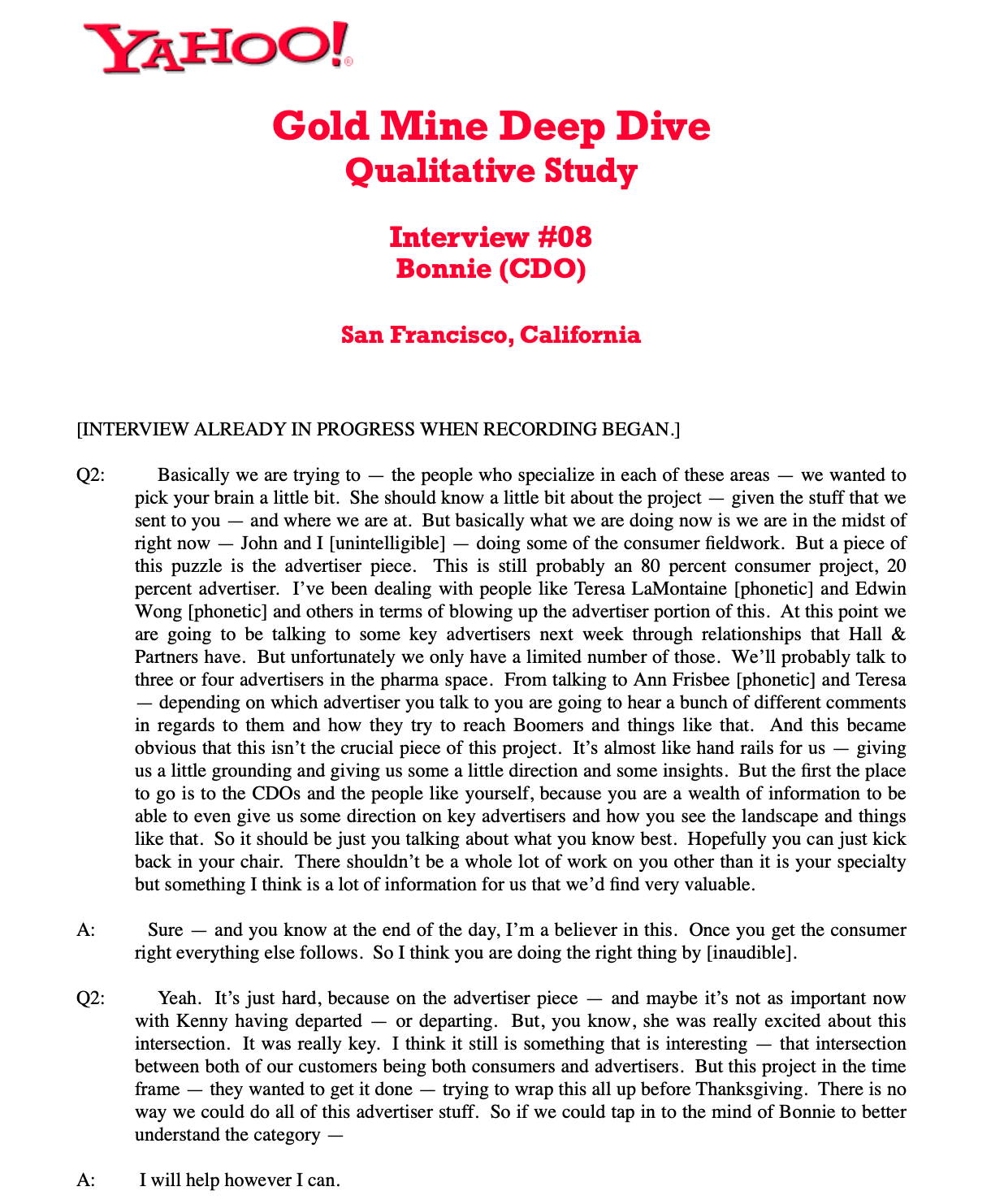Gold Mine study.