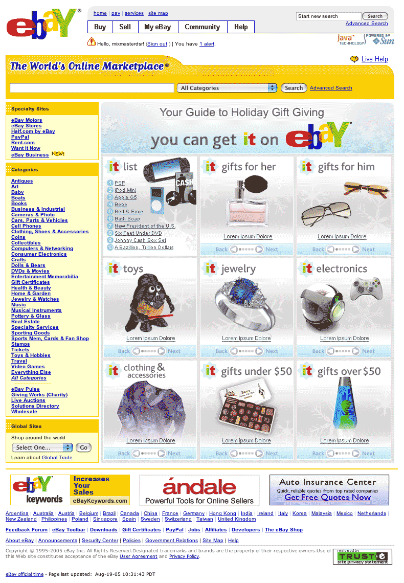 eBay website.