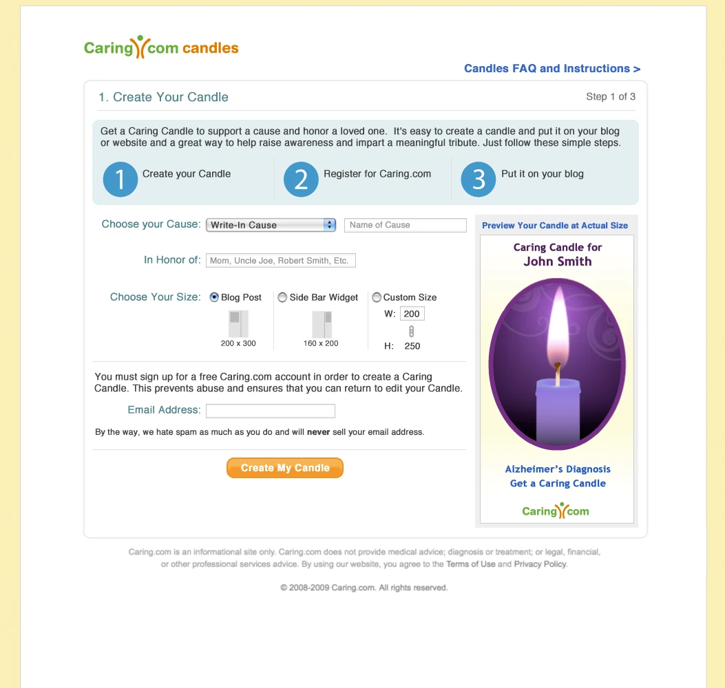 Caring Candles: the feature, and what people did with it.