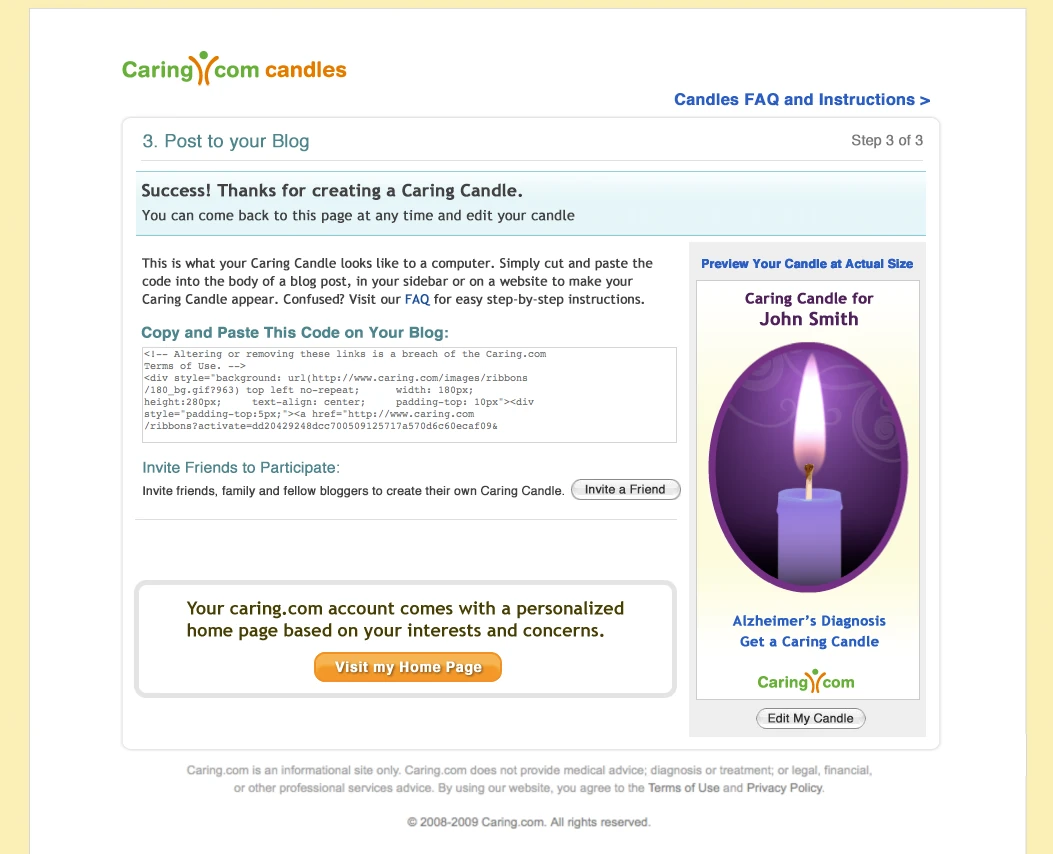 Caring.com — work sample