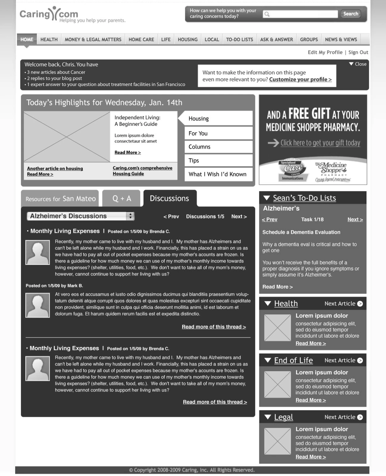 Wireframes, round one