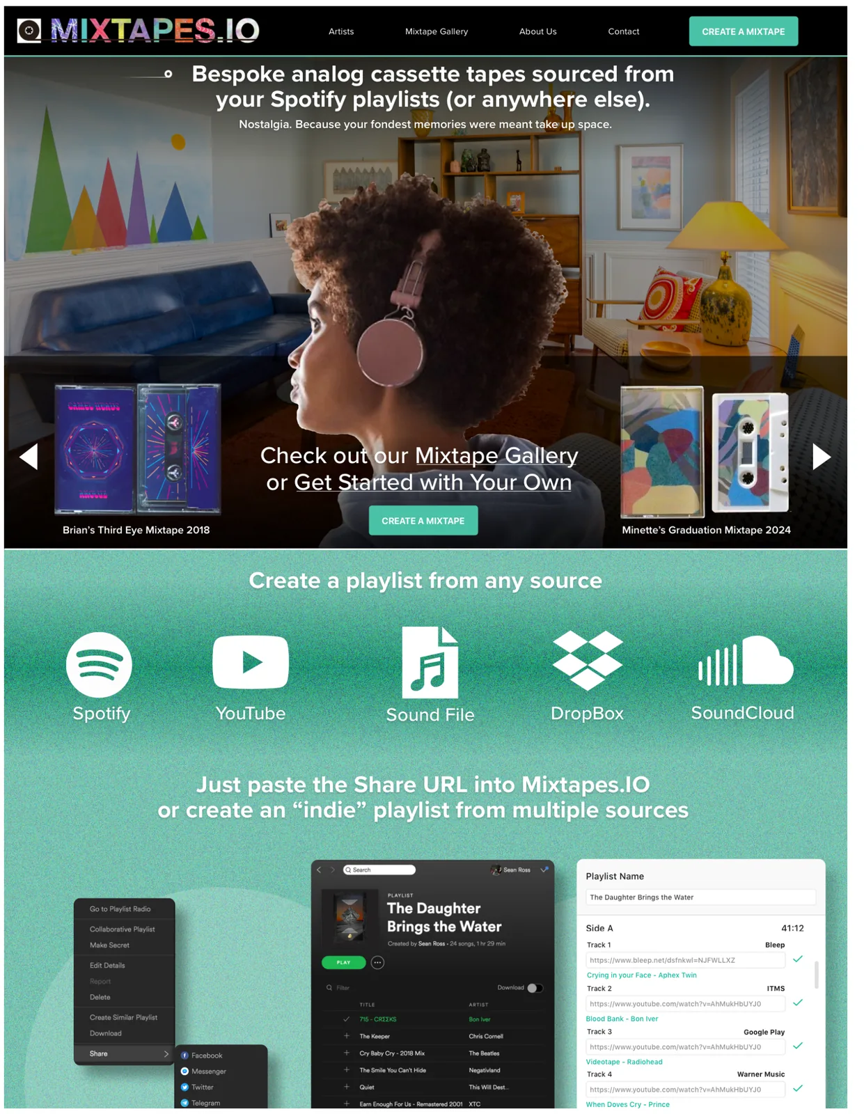 The 2018 Mixtapes.IO website